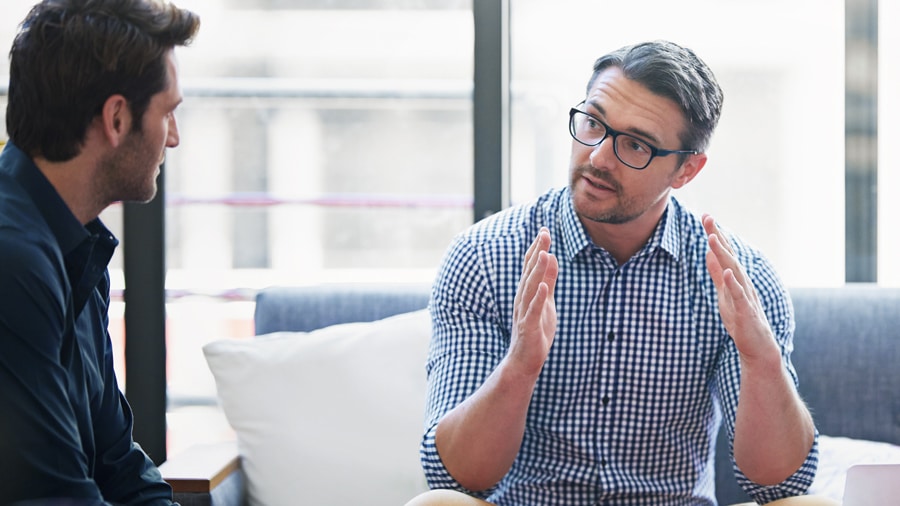 Project manager explaining a task to a consultant